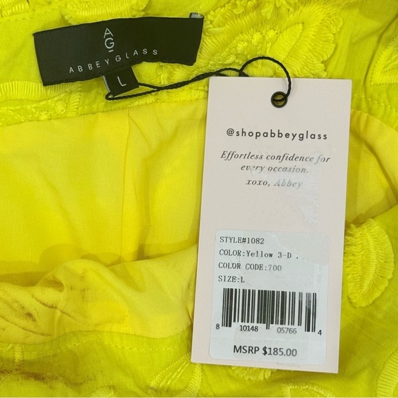 Abbey Glass Yellow Sutton Lace 3D Floral Ruffle One Shoulder Midi Cotton Dress - Picture 14 of 16